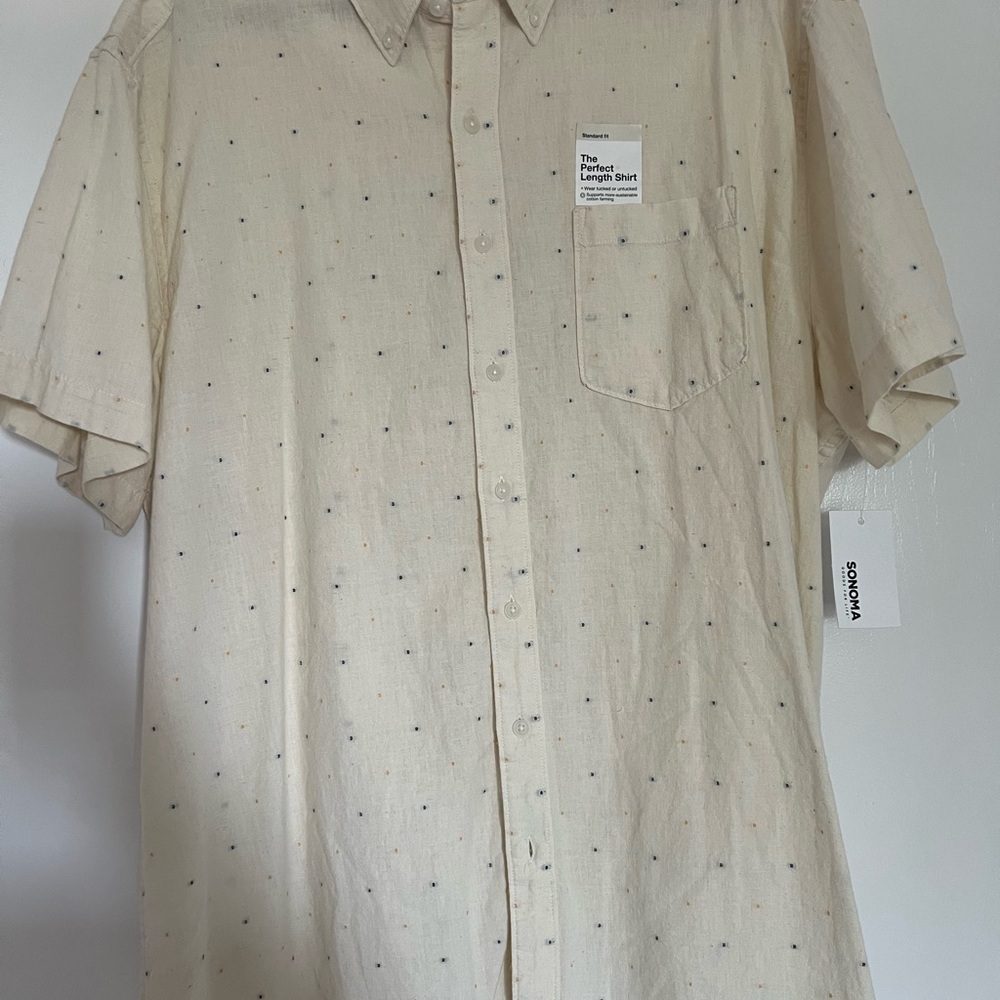 Men’s ivory Short Sleeve Button Down Shirt